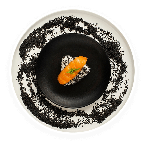 Salmon Nigiri with Black Sesame