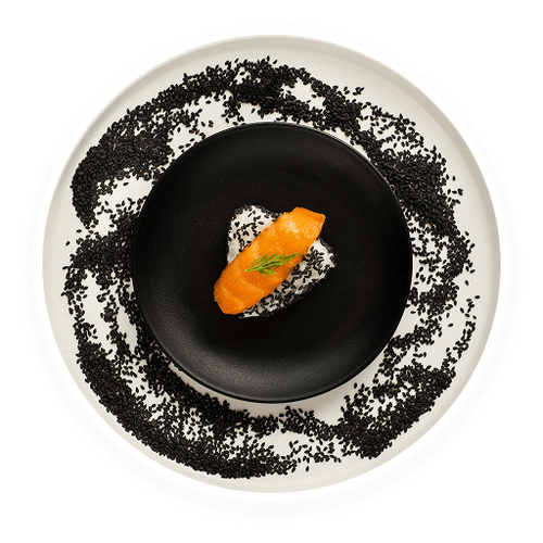 Salmon Nigiri with Black Sesame